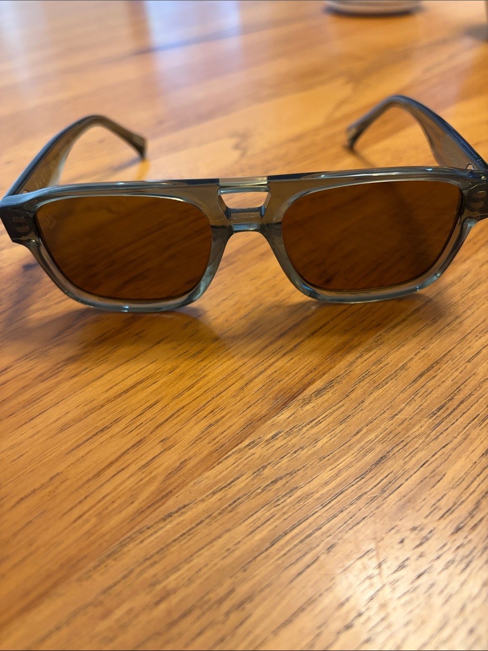 RAEN Translucent Gray Frame Sunglasses with Brown Lenses